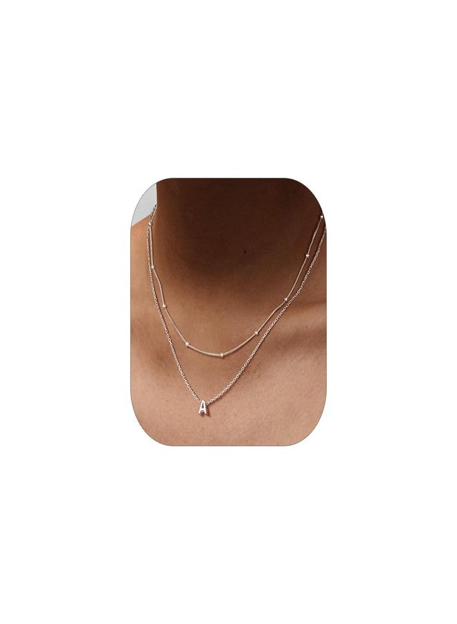 PROSILVER Sterling Silver Necklace for Women Layered Initial Pendant Necklaces Women's Dainty Silver Chain Trendy Charm Necklace Letter A - Image 1